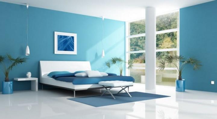 Decoración de interiores en azul grisáceo