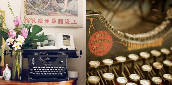 Decoración retro con máquinas de escribir