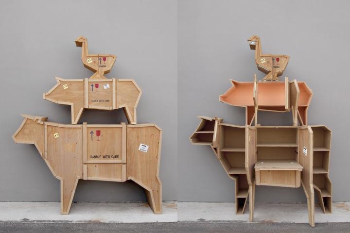 Originales muebles de madera con forma de animal