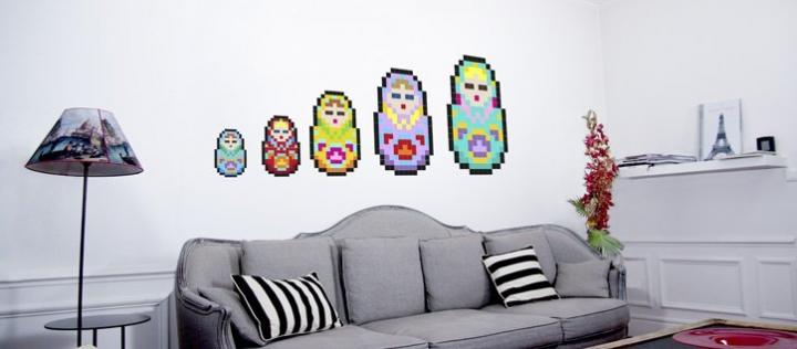 Vinilos decorativos para las paredes con pixel art